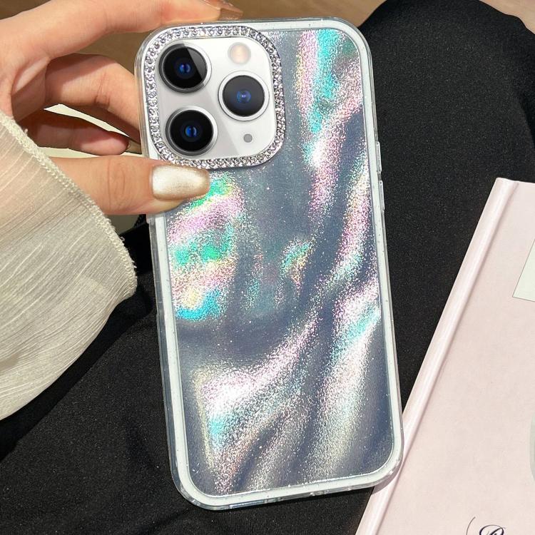 3 in 1 Diamond Lens Frame Quicksand Pattern Phone Case