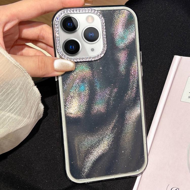 3 in 1 Diamond Lens Frame Quicksand Pattern Phone Case