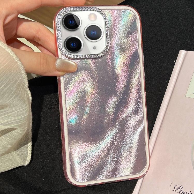 3 in 1 Diamond Lens Frame Quicksand Pattern Phone Case