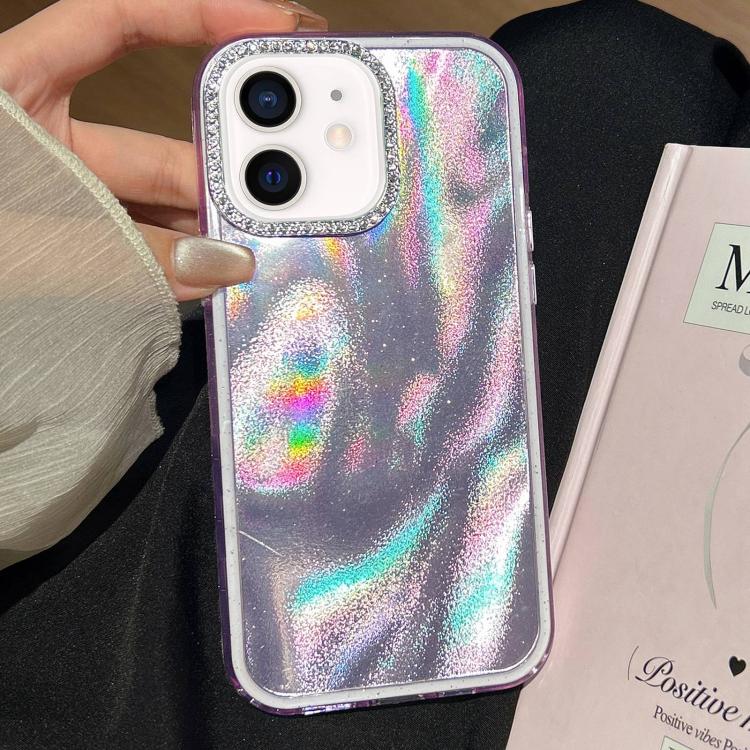 3 in 1 Diamond Lens Frame Quicksand Pattern Phone Case