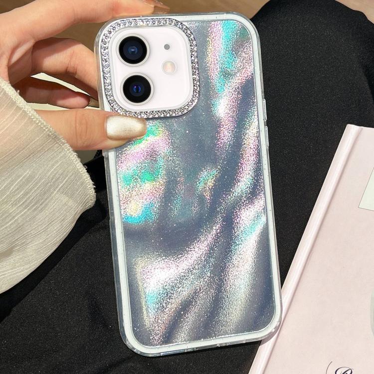 3 in 1 Diamond Lens Frame Quicksand Pattern Phone Case
