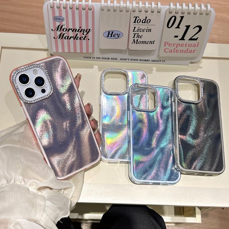 3 in 1 Diamond Lens Frame Quicksand Pattern Phone Case