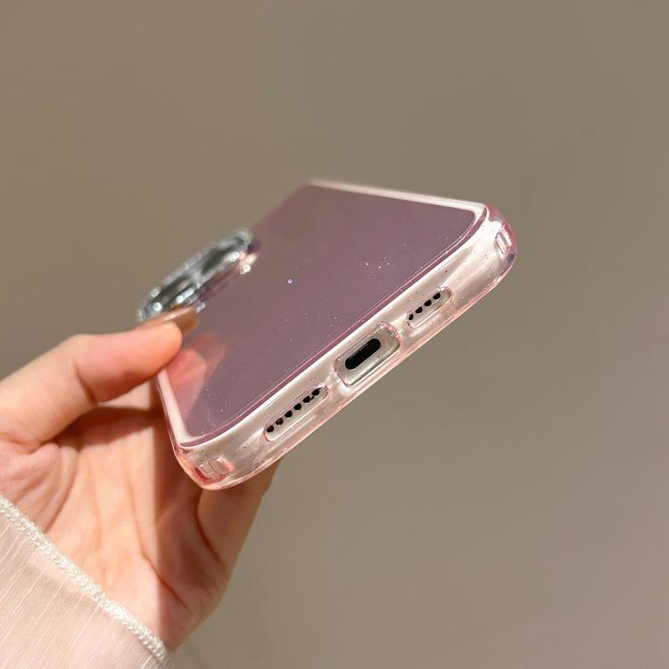 3 in 1 Diamond Lens Frame Quicksand Pattern Phone Case