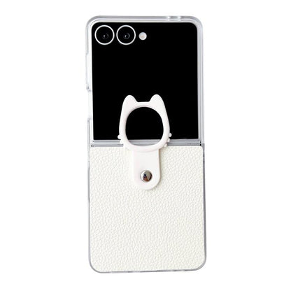 Transparent Frame Jelly PU + PC Phone Case with Ring Holder, For Samsung Galaxy Z Flip6 5G / Z Flip7 FE, For Samsung Galaxy Z Flip7 5G, For Samsung Galaxy Z Flip5 5G