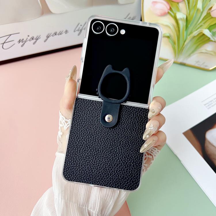 Transparent Frame Jelly PU + PC Phone Case with Ring Holder, For Samsung Galaxy Z Flip6 5G / Z Flip7 FE, For Samsung Galaxy Z Flip7 5G, For Samsung Galaxy Z Flip5 5G