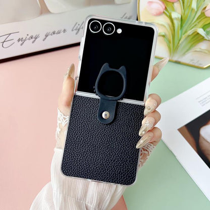 Transparent Frame Jelly PU + PC Phone Case with Ring Holder, For Samsung Galaxy Z Flip6 5G / Z Flip7 FE, For Samsung Galaxy Z Flip7 5G, For Samsung Galaxy Z Flip5 5G