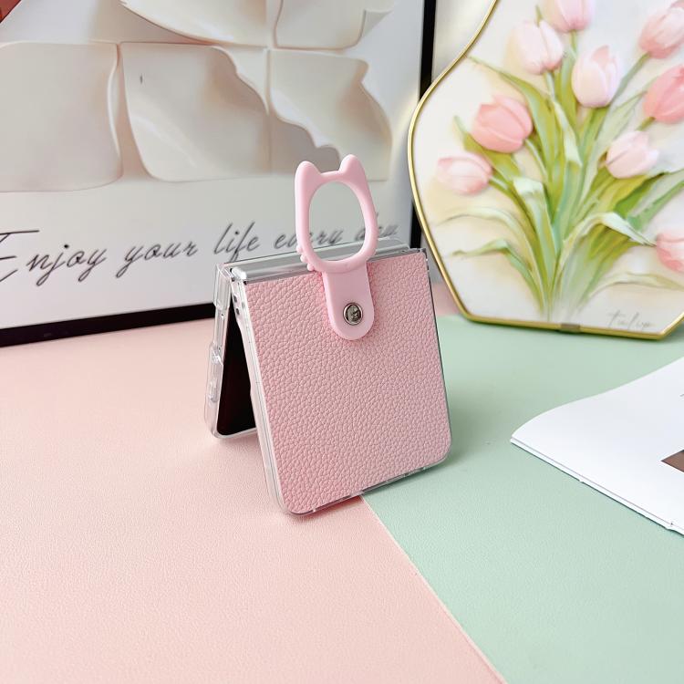 Transparent Frame Jelly PU + PC Phone Case with Ring Holder, For Samsung Galaxy Z Flip6 5G / Z Flip7 FE, For Samsung Galaxy Z Flip7 5G, For Samsung Galaxy Z Flip5 5G