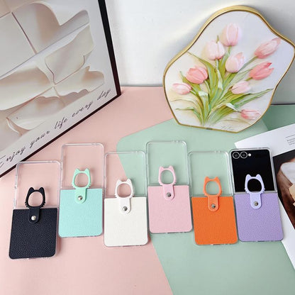 Transparent Frame Jelly PU + PC Phone Case with Ring Holder, For Samsung Galaxy Z Flip6 5G / Z Flip7 FE, For Samsung Galaxy Z Flip7 5G, For Samsung Galaxy Z Flip5 5G