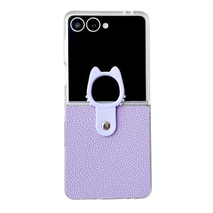 Transparent Frame Jelly PU + PC Phone Case with Ring Holder, For Samsung Galaxy Z Flip6 5G / Z Flip7 FE, For Samsung Galaxy Z Flip7 5G, For Samsung Galaxy Z Flip5 5G