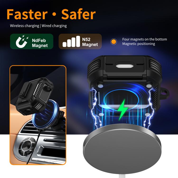 Two Color MagSafe Magnetic Earphone Case with Holder & Security Lock