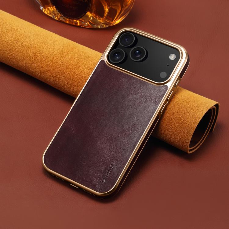 Denior Oil Wax Leather Electroplating Phone Case