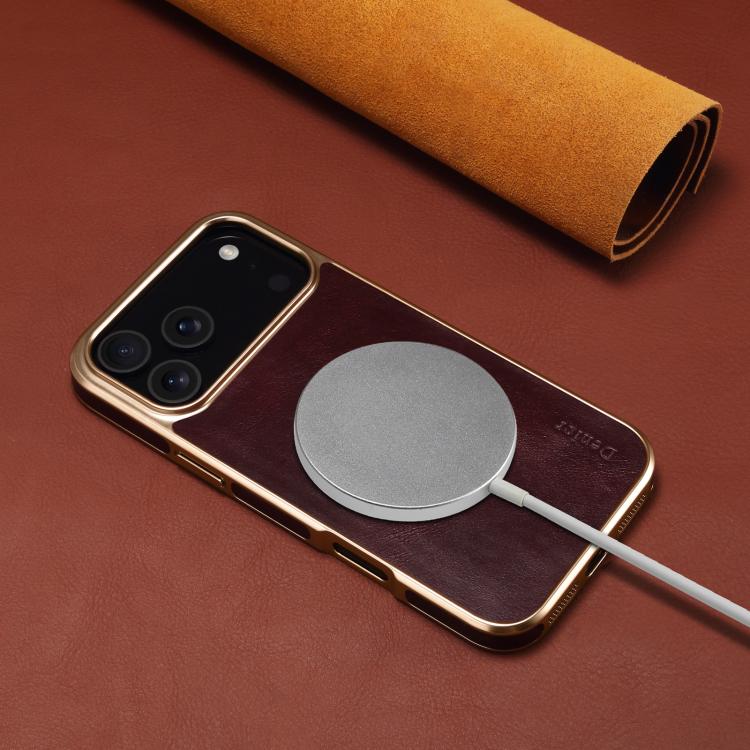 Denior Oil Wax Leather Electroplating Phone Case