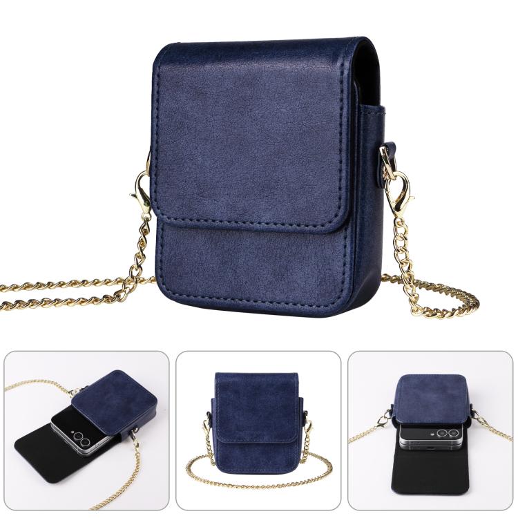 Mini Long Shoulder Chain Crossbody Folding Magnetic Leather Phone Bag