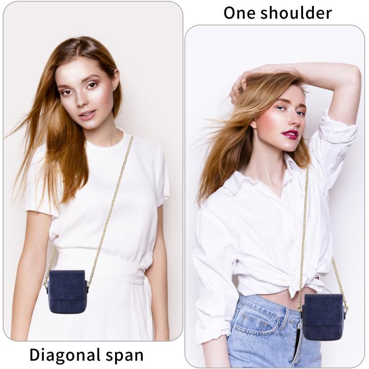 Mini Long Shoulder Chain Crossbody Folding Magnetic Leather Phone Bag