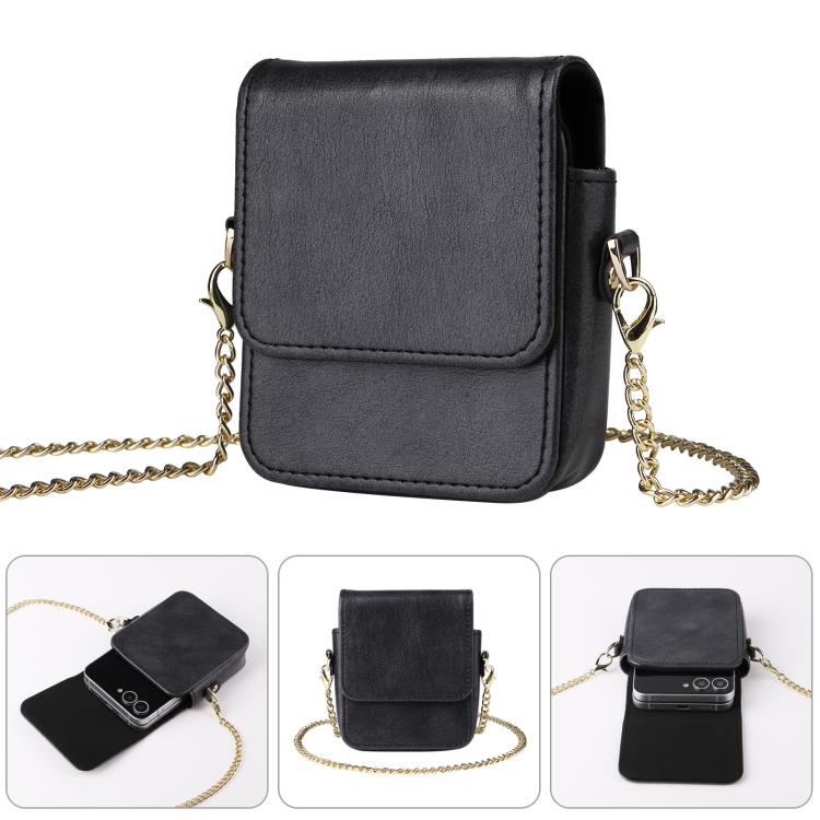 Mini Long Shoulder Chain Crossbody Folding Magnetic Leather Phone Bag
