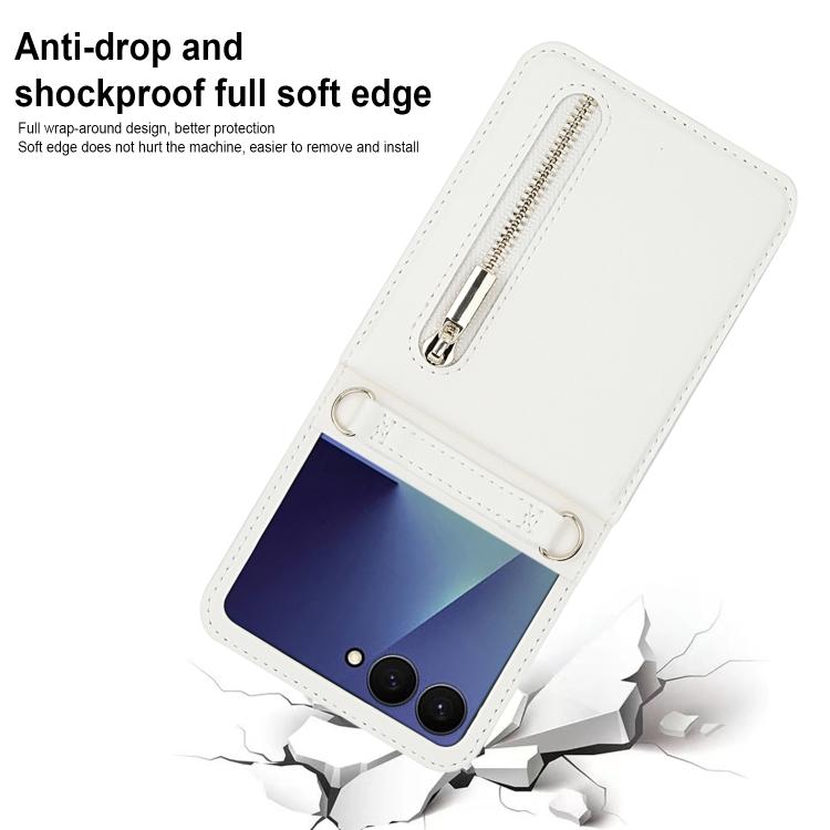 Zipper Wallet Card Slot Leather Phone Case with Crossbody Strap