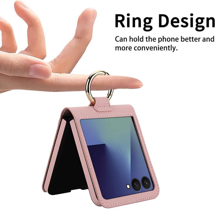 Cross Texture Ring Design Card Slot Leather Phone Case