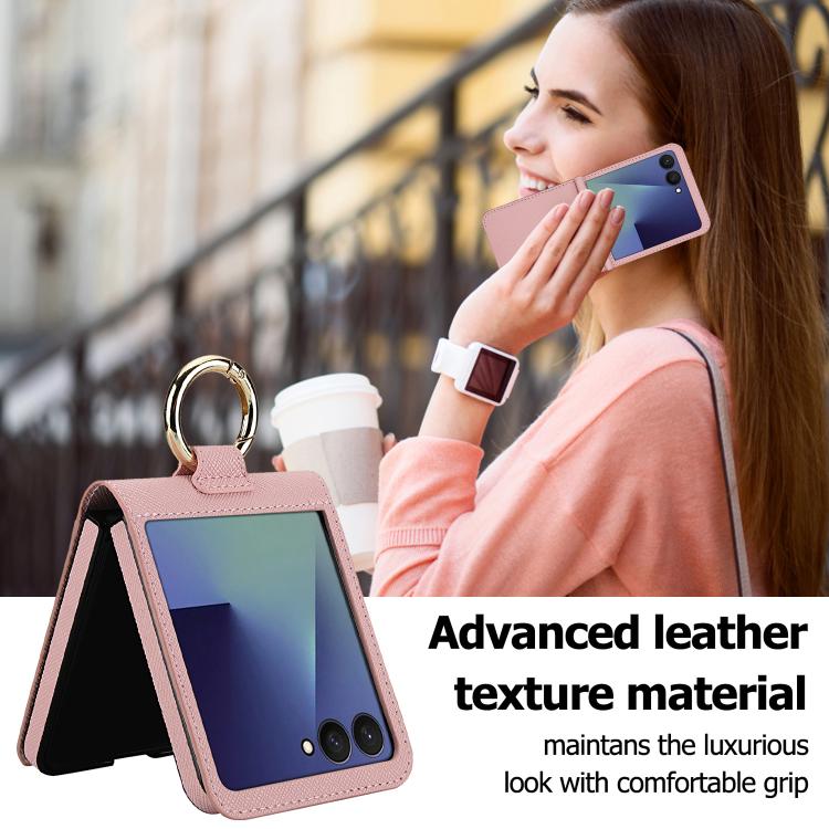 Cross Texture Ring Design Card Slot Leather Phone Case