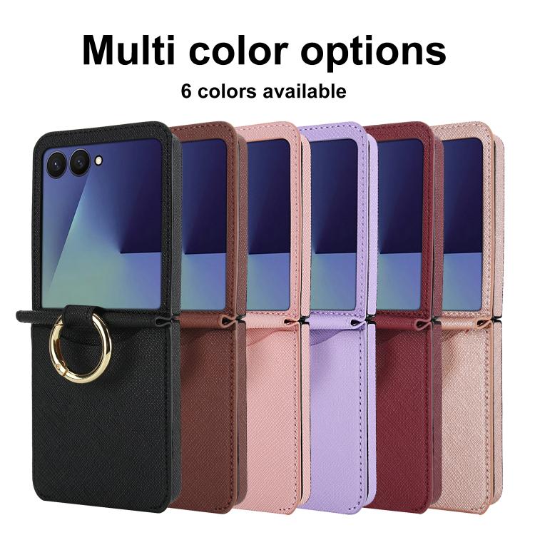 Cross Texture Ring Design Card Slot Leather Phone Case