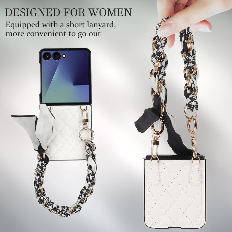 Rhombic Leather Phone Case with Scarf / Bracelet