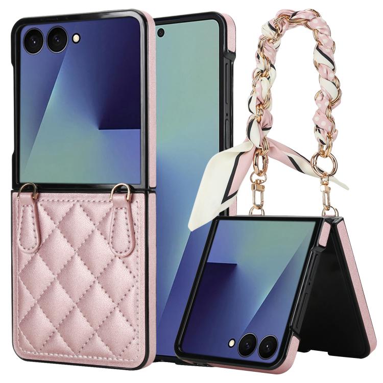 Rhombic Leather Phone Case with Scarf / Bracelet