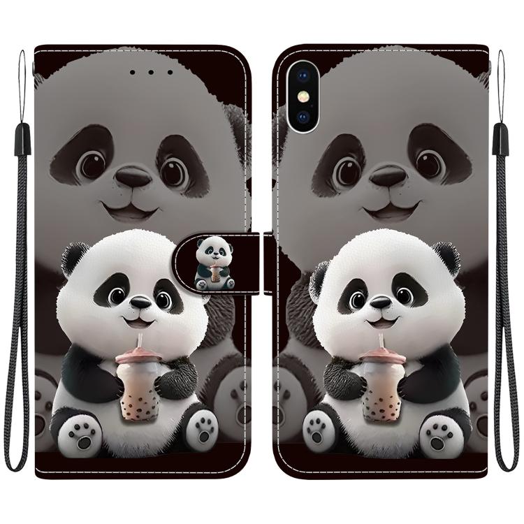 Crystal Texture Colored Drawing Leather Phone Case