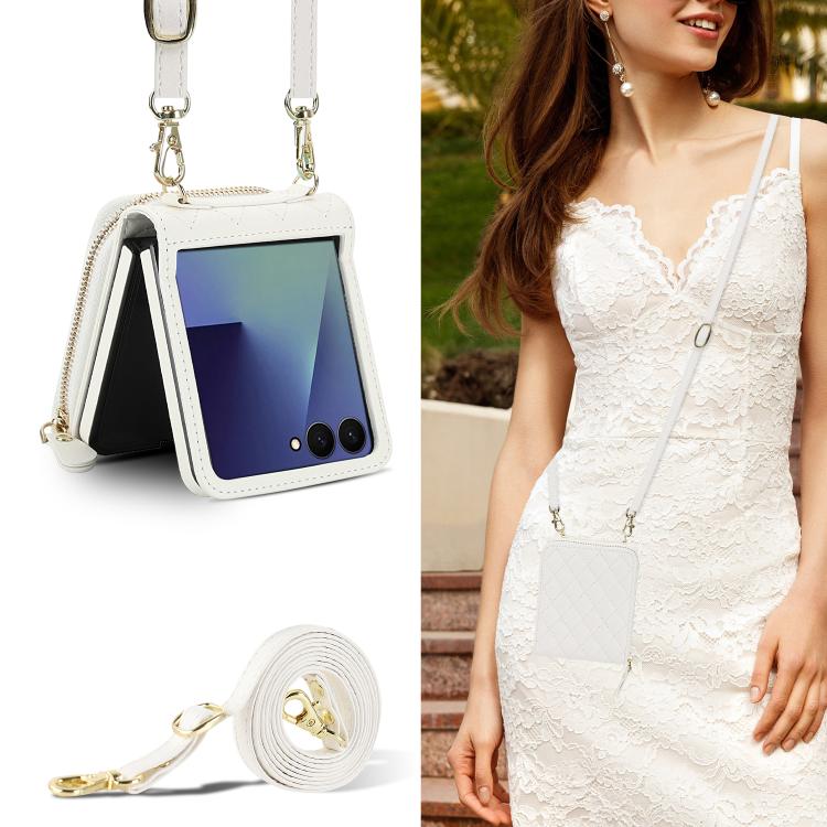 Large Zipper Card Slot Leather Phone Case with Crossbody Strap