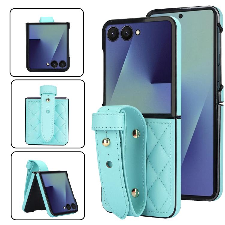 Rhombic Texture Wristband PU Phone Case