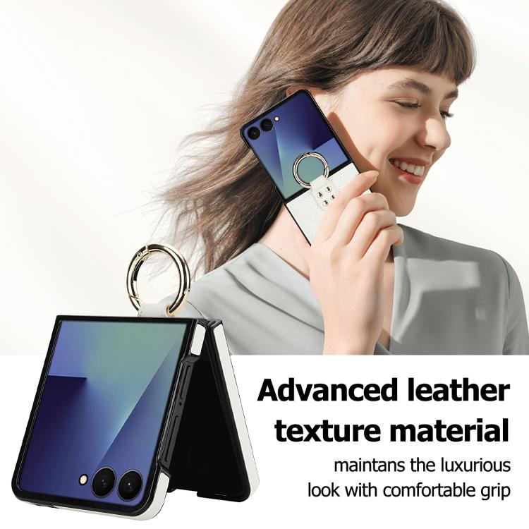 Rhombic Texture Ring Holder PU Phone Case