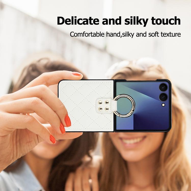 Rhombic Texture Ring Holder PU Phone Case