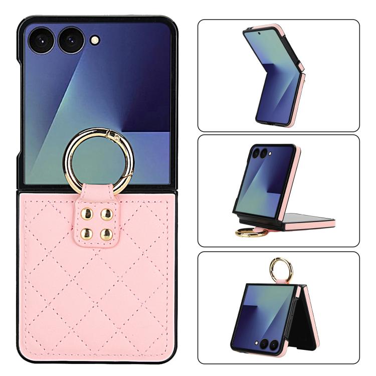 Rhombic Texture Ring Holder PU Phone Case