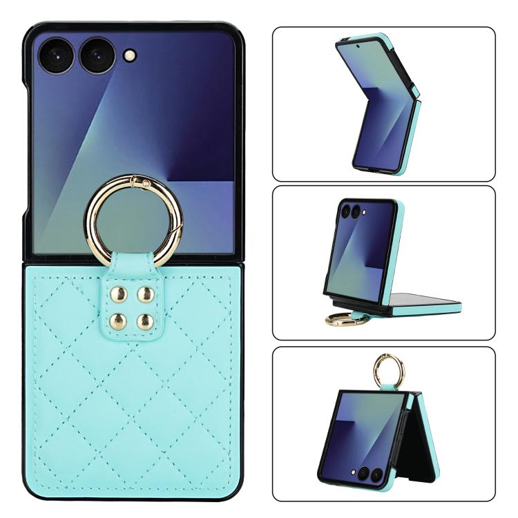 Rhombic Texture Ring Holder PU Phone Case