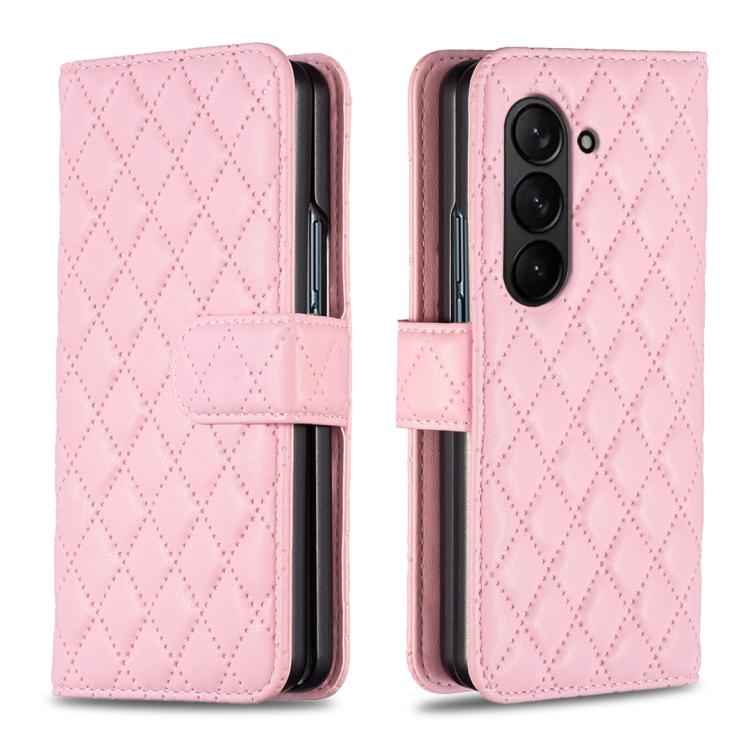 Diamond Lattice Wallet Flip Leather Phone Case, For Samsung Galaxy Z Fold7, For Samsung Galaxy Z Fold6, For Samsung Galaxy Z Fold5