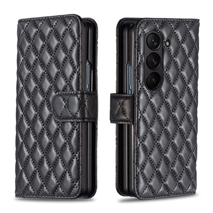 Diamond Lattice Wallet Flip Leather Phone Case, For Galaxy Z Fold8 5G, For Galaxy Z Fold8 Ultra 5G, For Samsung Galaxy Z Fold7, For Samsung Galaxy Z Fold6, For Samsung Galaxy Z Fold5