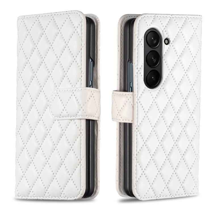 Diamond Lattice Wallet Flip Leather Phone Case, For Samsung Galaxy Z Fold7, For Samsung Galaxy Z Fold6, For Samsung Galaxy Z Fold5