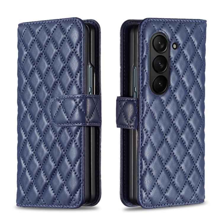 Diamond Lattice Wallet Flip Leather Phone Case, For Samsung Galaxy Z Fold7, For Samsung Galaxy Z Fold6, For Samsung Galaxy Z Fold5