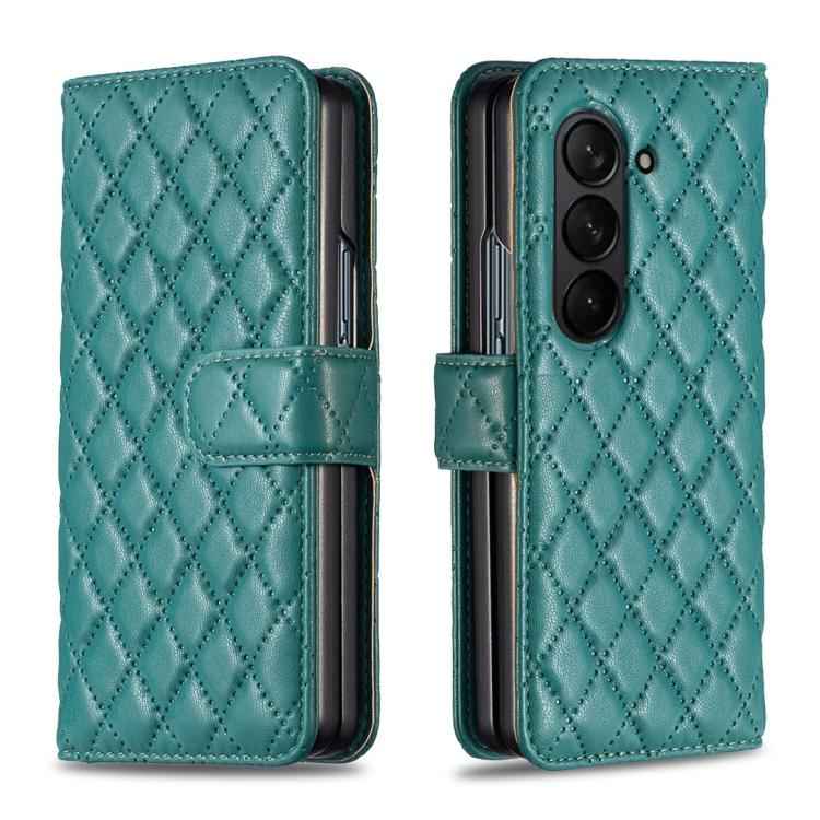 Diamond Lattice Wallet Flip Leather Phone Case, For Samsung Galaxy Z Fold7, For Samsung Galaxy Z Fold6, For Samsung Galaxy Z Fold5