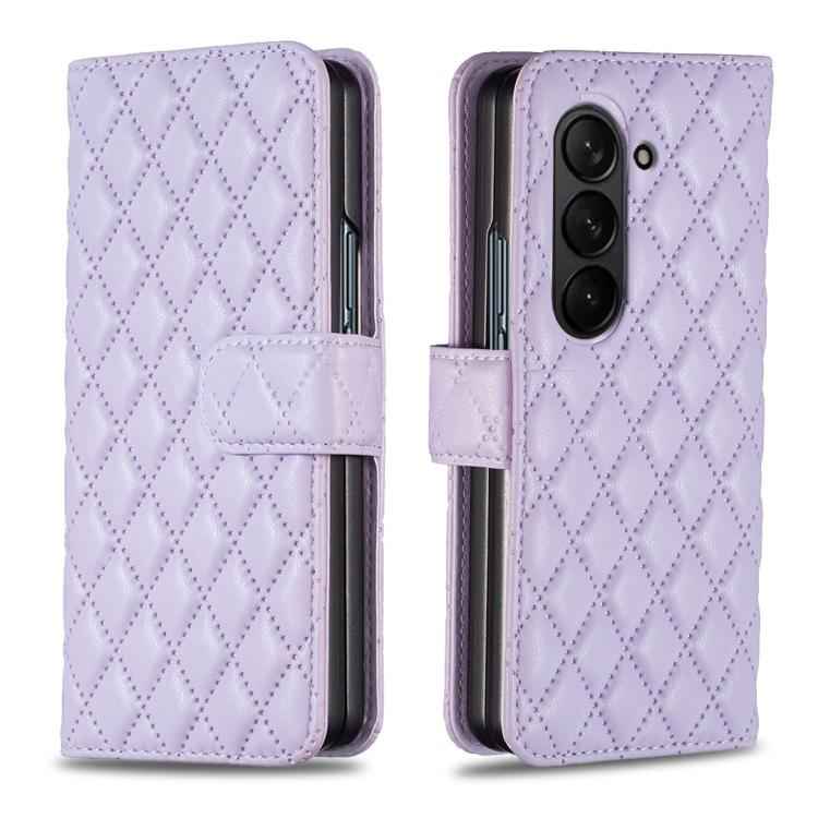 Diamond Lattice Wallet Flip Leather Phone Case, For Samsung Galaxy Z Fold7, For Samsung Galaxy Z Fold6, For Samsung Galaxy Z Fold5