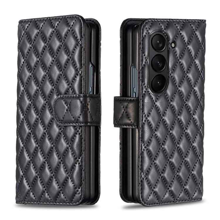 Diamond Lattice Wallet Flip Leather Phone Case, For Samsung Galaxy Z Fold7, For Samsung Galaxy Z Fold6, For Samsung Galaxy Z Fold5