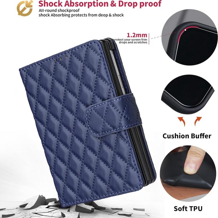 Diamond Lattice Wallet Flip Leather Phone Case, For Galaxy Z Fold8 5G, For Galaxy Z Fold8 Ultra 5G, For Samsung Galaxy Z Fold7, For Samsung Galaxy Z Fold6, For Samsung Galaxy Z Fold5