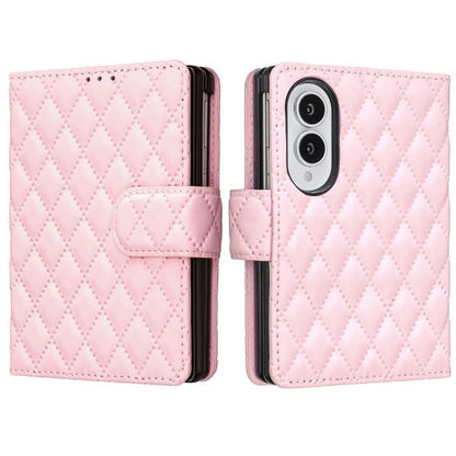 Diamond Lattice Wallet Flip Leather Phone Case, For Galaxy Z Fold8 5G, For Galaxy Z Fold8 Ultra 5G, For Samsung Galaxy Z Fold7, For Samsung Galaxy Z Fold6, For Samsung Galaxy Z Fold5
