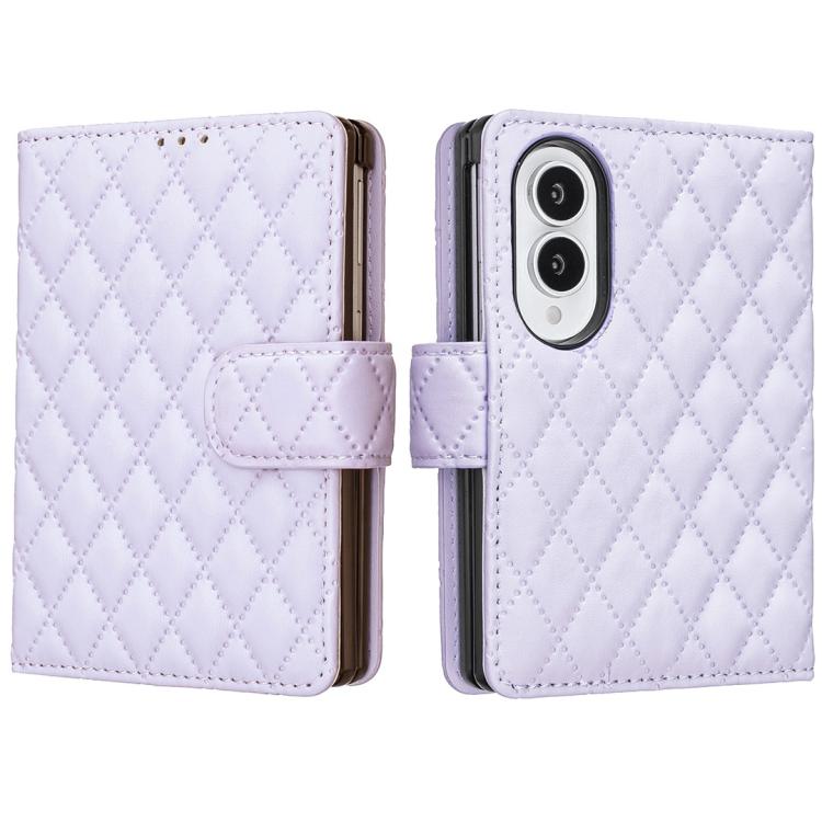 Diamond Lattice Wallet Flip Leather Phone Case, For Galaxy Z Fold8 5G, For Galaxy Z Fold8 Ultra 5G, For Samsung Galaxy Z Fold7, For Samsung Galaxy Z Fold6, For Samsung Galaxy Z Fold5