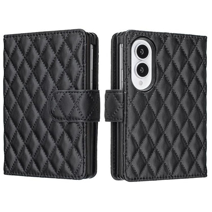 Diamond Lattice Wallet Flip Leather Phone Case, For Galaxy Z Fold8 5G, For Galaxy Z Fold8 Ultra 5G, For Samsung Galaxy Z Fold7, For Samsung Galaxy Z Fold6, For Samsung Galaxy Z Fold5