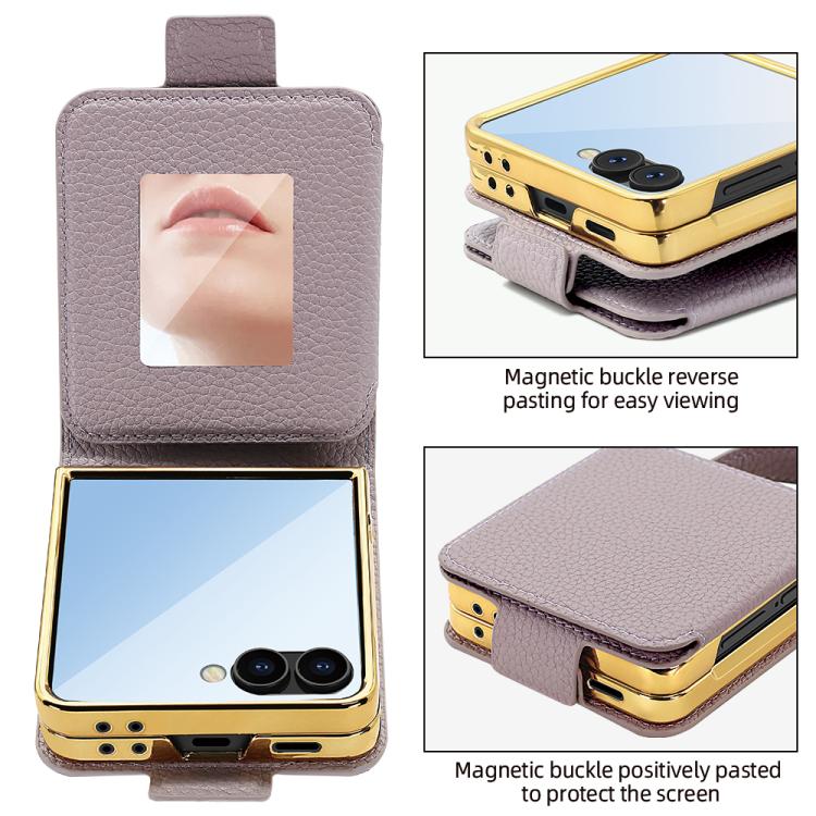 Litchi Pattern Makeup Mirror PU Phone Case with Silk Scarf