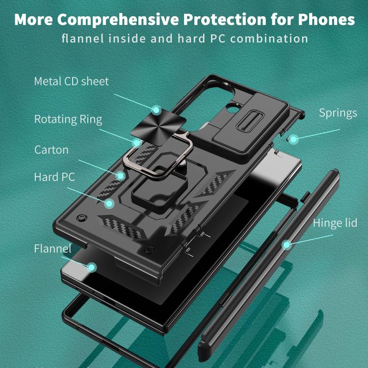 Kalebol Sliding Window Hinge Phone Case with Ring Stand, For Galaxy Z Fold8 Ultra 5G, For Galaxy Z Flip8 5G, For Galaxy Z Flip7 FE / Flip6, For Galaxy Z Fold7 5G, For Galaxy Z Flip7 5G, For Galaxy Z Fold6 5G, For Galaxy Z Fold5 5G, For Galaxy Z Flip5 5G