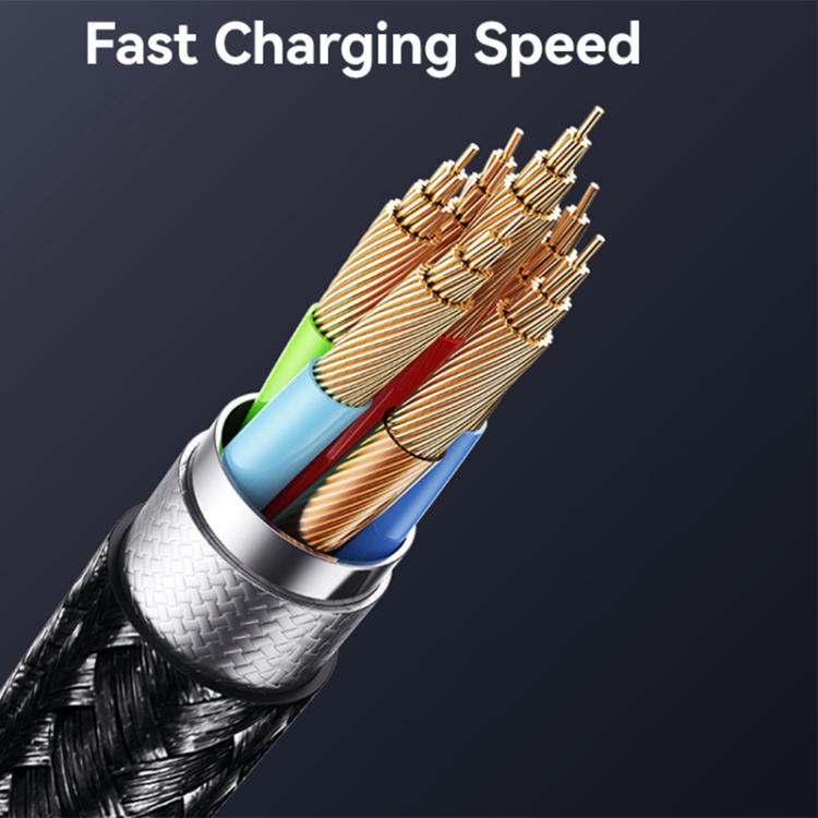 USAMS SJ754 72W 3 in 1 Colorful Light Aluminum Alloy Fast Data Charging Cable, Length: 1.2m