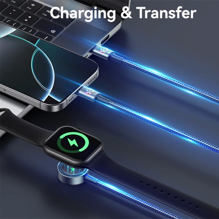 USAMS SJ754 72W 3 in 1 Colorful Light Aluminum Alloy Fast Data Charging Cable, Length: 1.2m