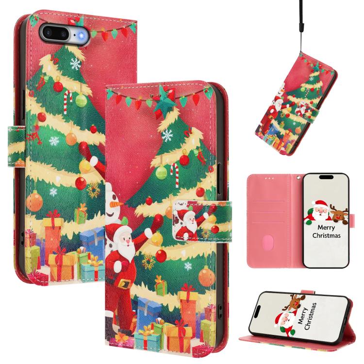 Christmas Series Buckle Leather Phone Case with Hand Strap
