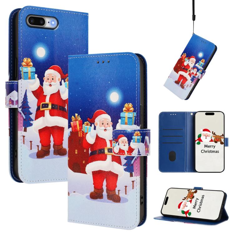 Christmas Series Buckle Leather Phone Case with Hand Strap