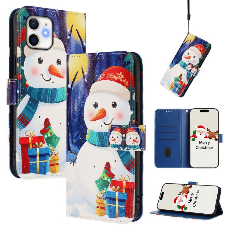 Christmas Series Buckle Leather Phone Case with Hand Strap